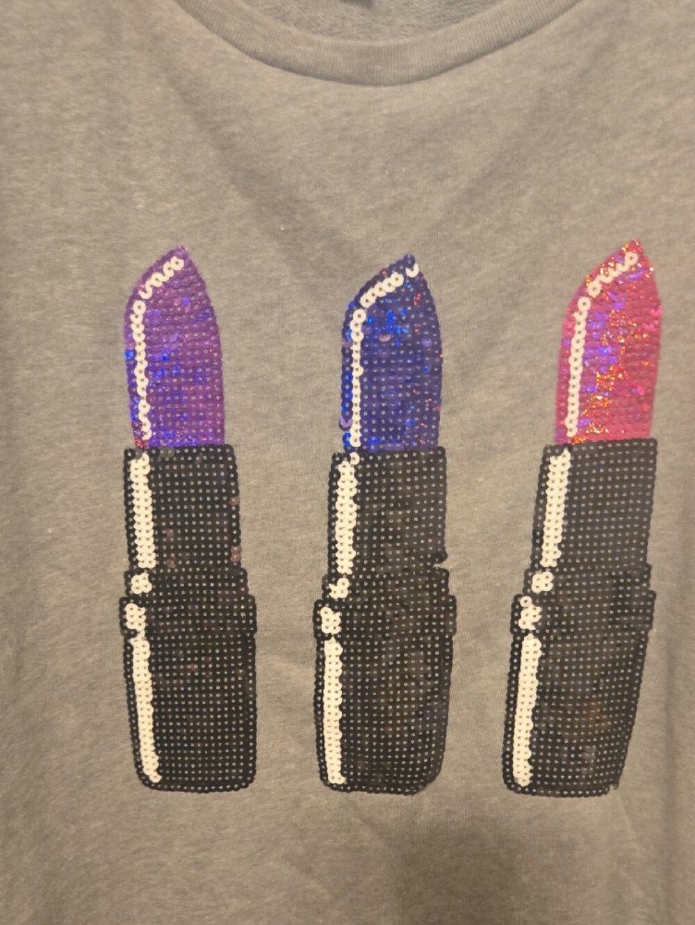Juicy Couture Gray Sweatshirt with Sequin Lipstick Motif - Picture 3 of 4